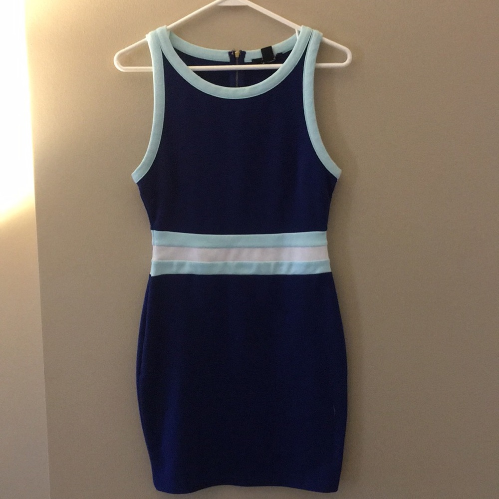 Navy Stripe Dress with Zipper Back Detail